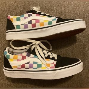 Vans 500714 Old Skool Pride Rainbow Checkerboard Skateboard Shoes Womens Sz 6.5